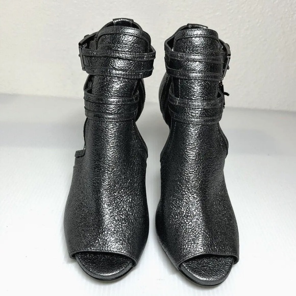 MICHAEL KORS BLAZE METALIC LEATHER OPEN TOE PEN HEELS IN SIZE 9.5 M - Picture 3 of 10